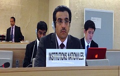 لدى مشاركته في جلسة مجلس حقوق الإنسان بجنيف